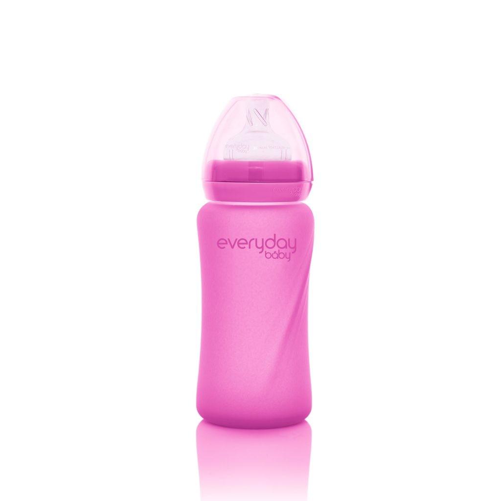 Everyday Baby - Fles glas 240ml heat sen. pink