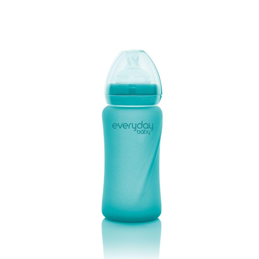 Everyday Baby - Fles glas 240ml heat sensing turquoise