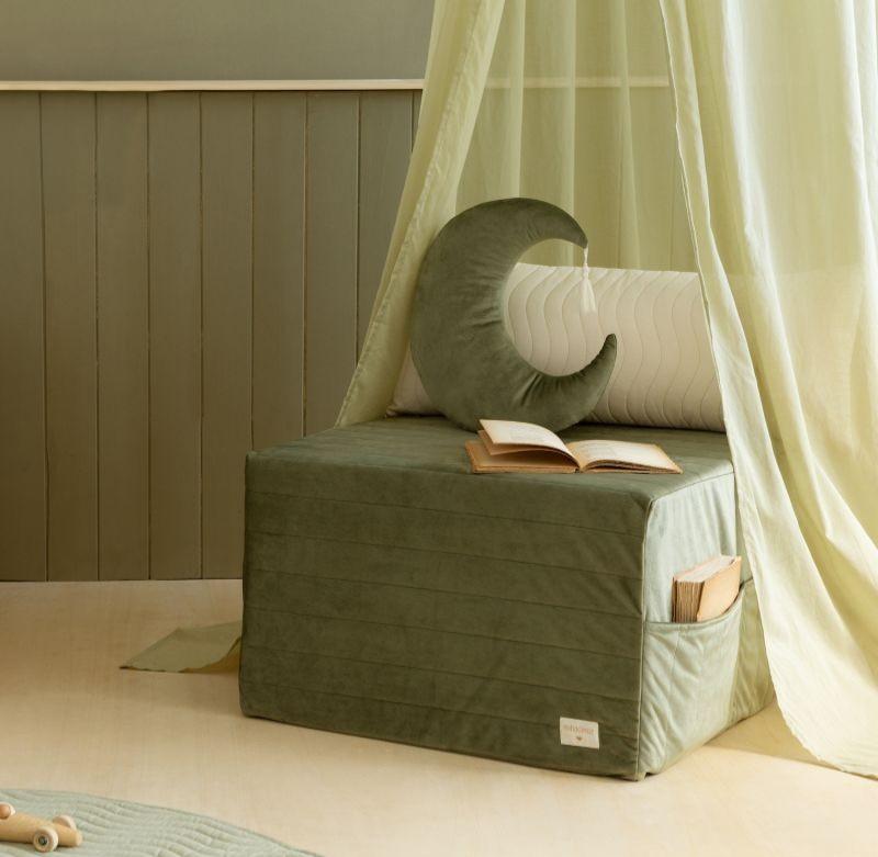 Nobodinoz - Sleepover velvet mattress 57x57x36 olive green