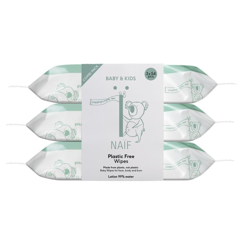 Naif - Na�f Plastic Free Baby Wipes 3 x 54 tissues 3 pack