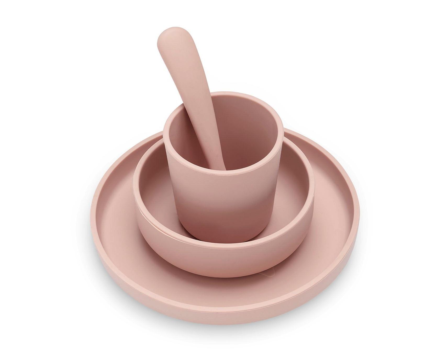 Jollein - Kinderserviesset siliconen 4-delig pale pink