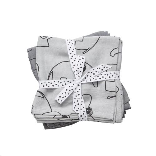Done by Deer - Burp cloth 2-pack, contour, grey