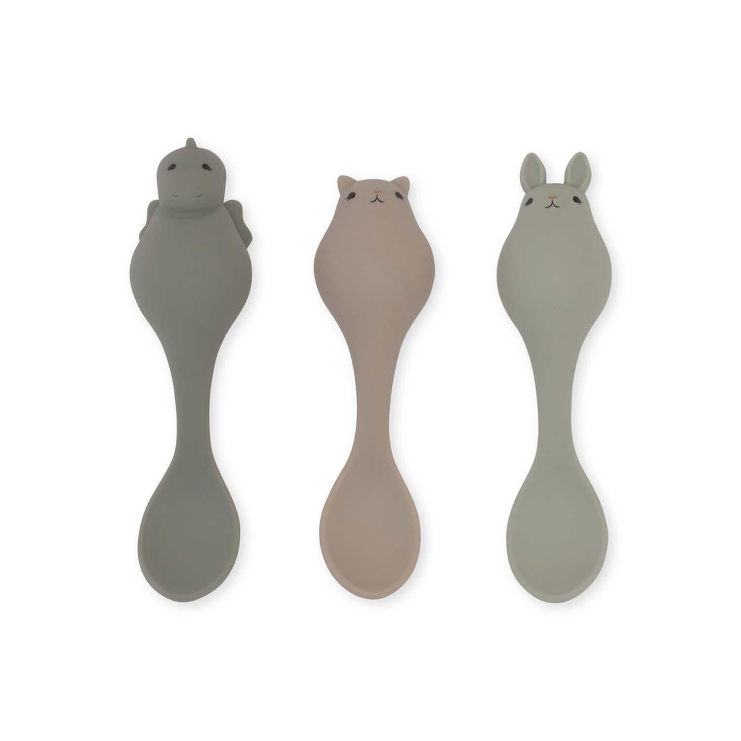 Konges Slojd - 3 pack friends spoon silicone onyx