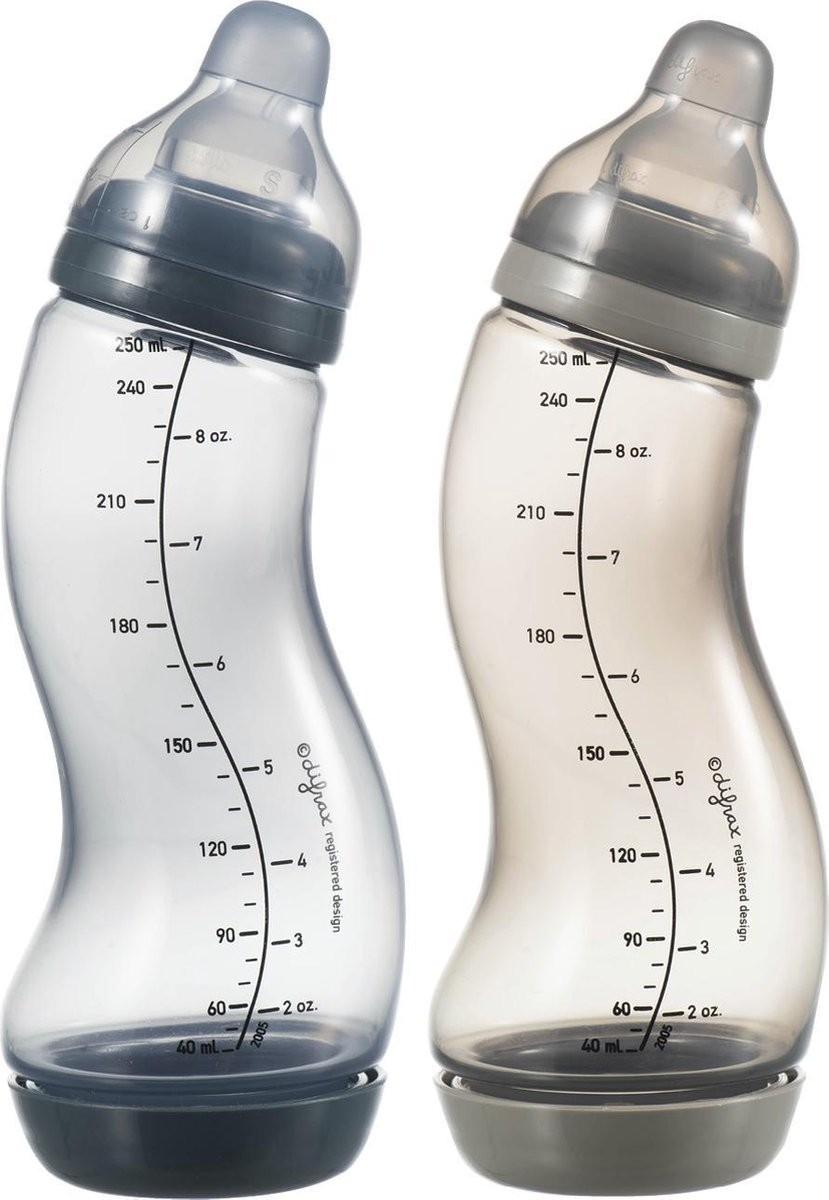 Difrax - S-fles natural bl.-grijs/grijs 250ml 2pack