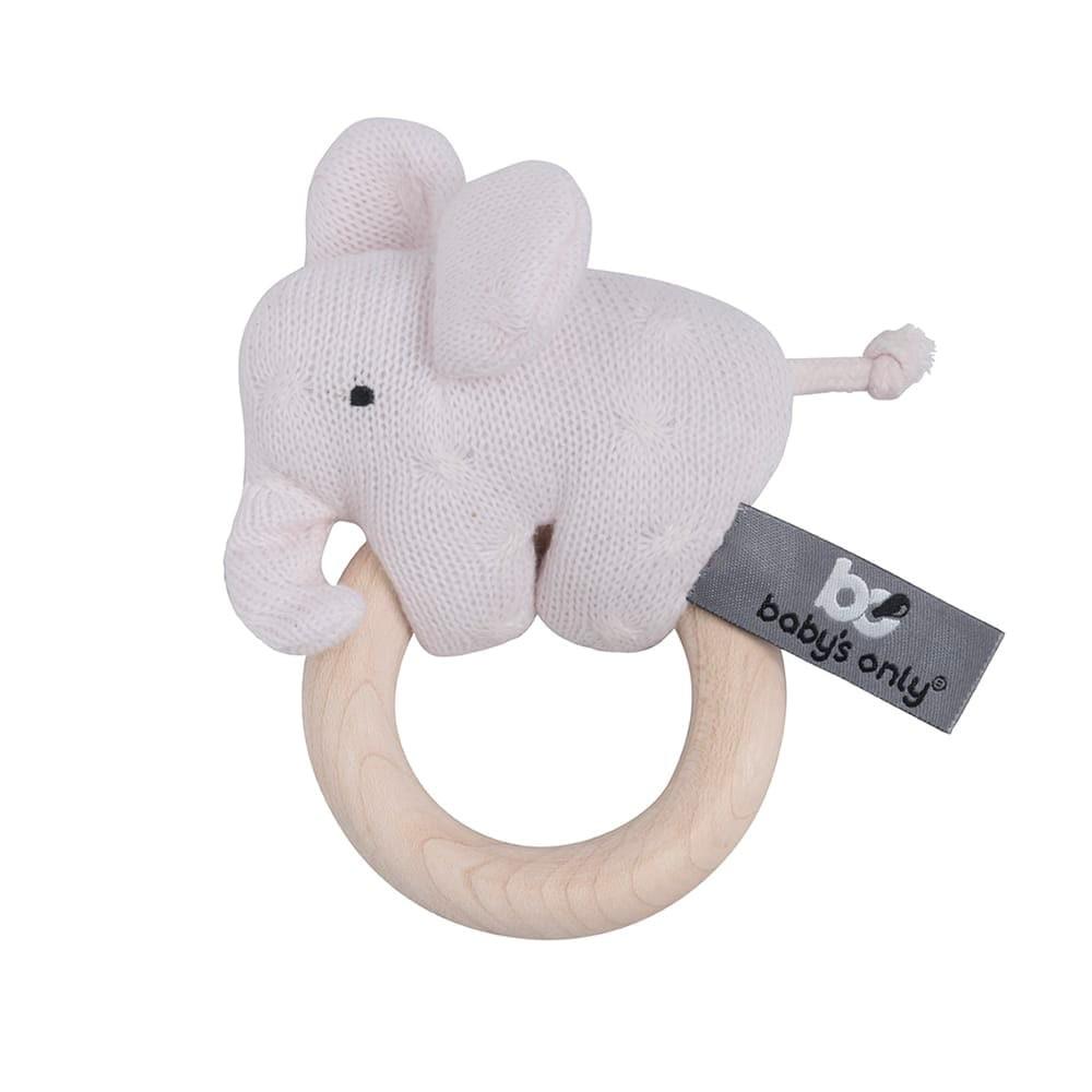Baby's Only - Houten rammelaar olifant classic roze