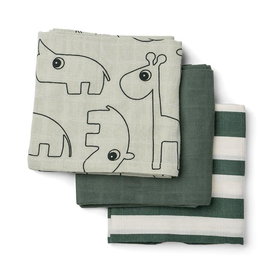 Done by Deer - Burp cloth 3-pack, Green, GOTS