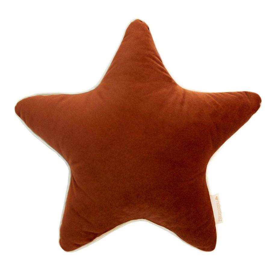 Nobodinoz - Aristote star velvet cushion 40x40 wild brown