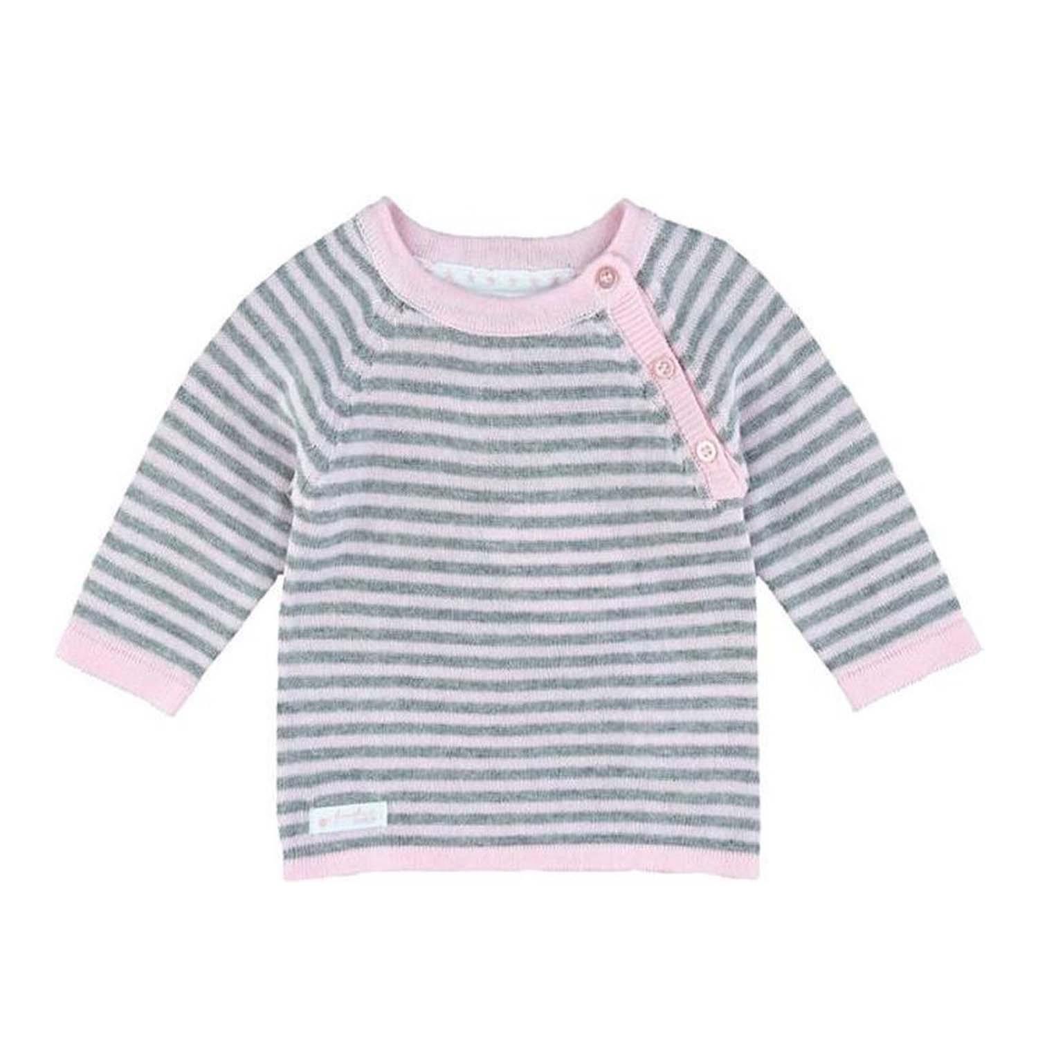 Feetje - Sweater raglan streep - First Knit Roze