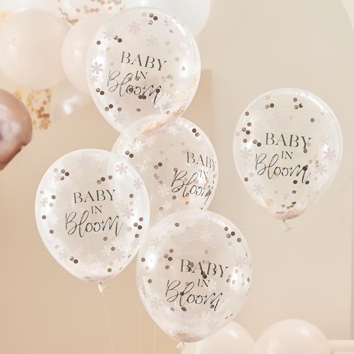 Ginger Ray - Baby in bloom confetti ballonnen rose goud