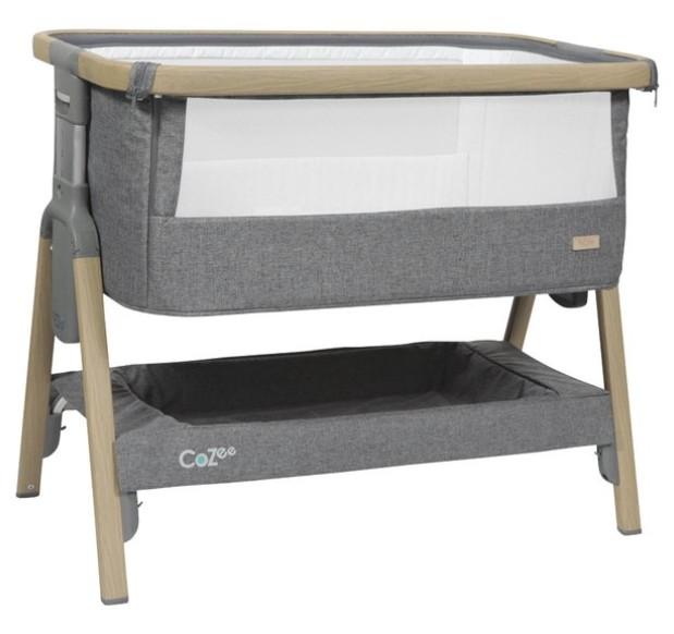 Tutti Bambini - Cozee Bedside Crib Oak/Charcoal