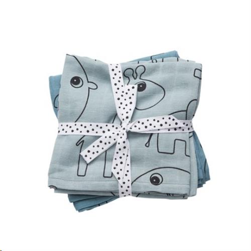 Done by Deer - Burp cloth 2-pack, contour, blue