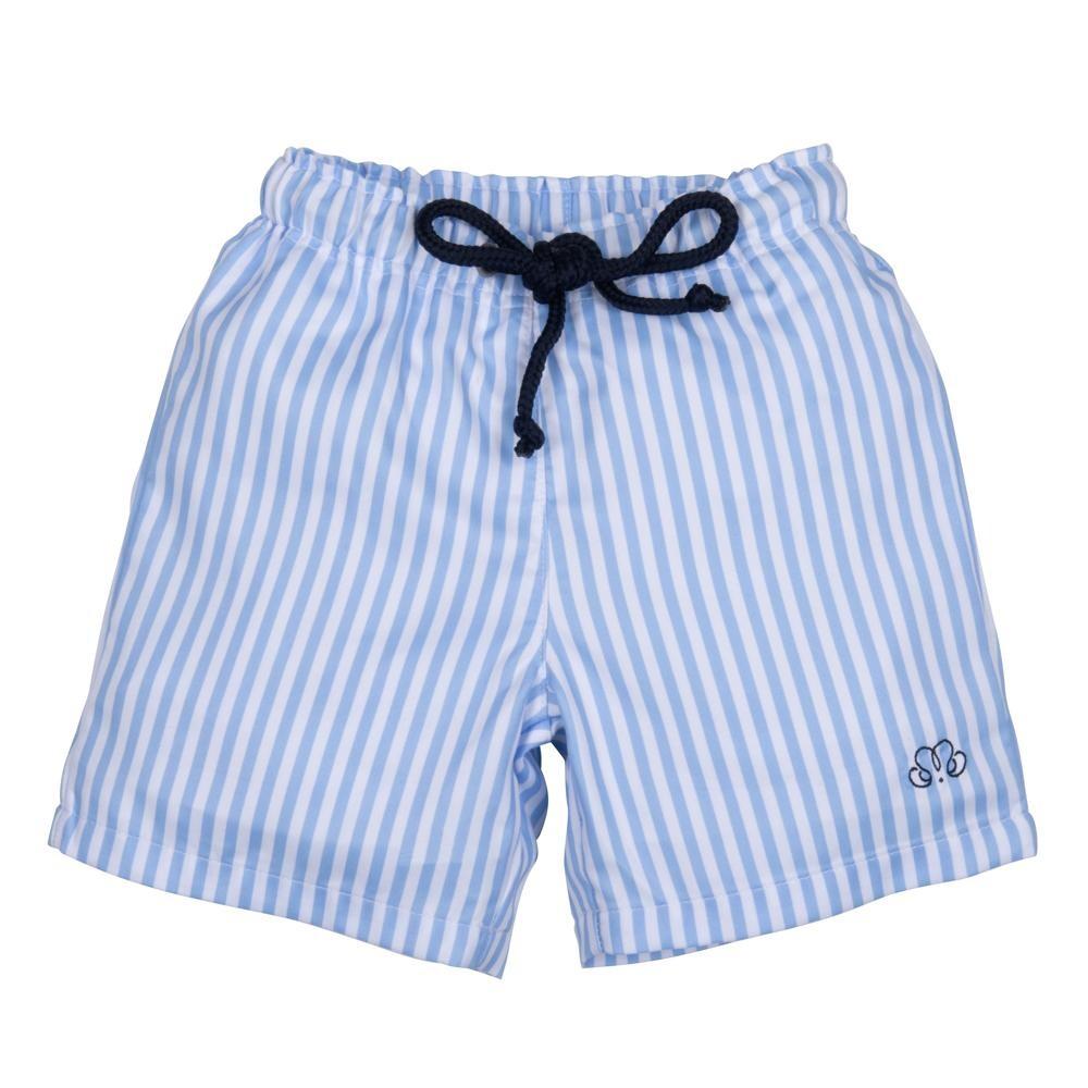 Natini - Swim short stripes wit-blauw