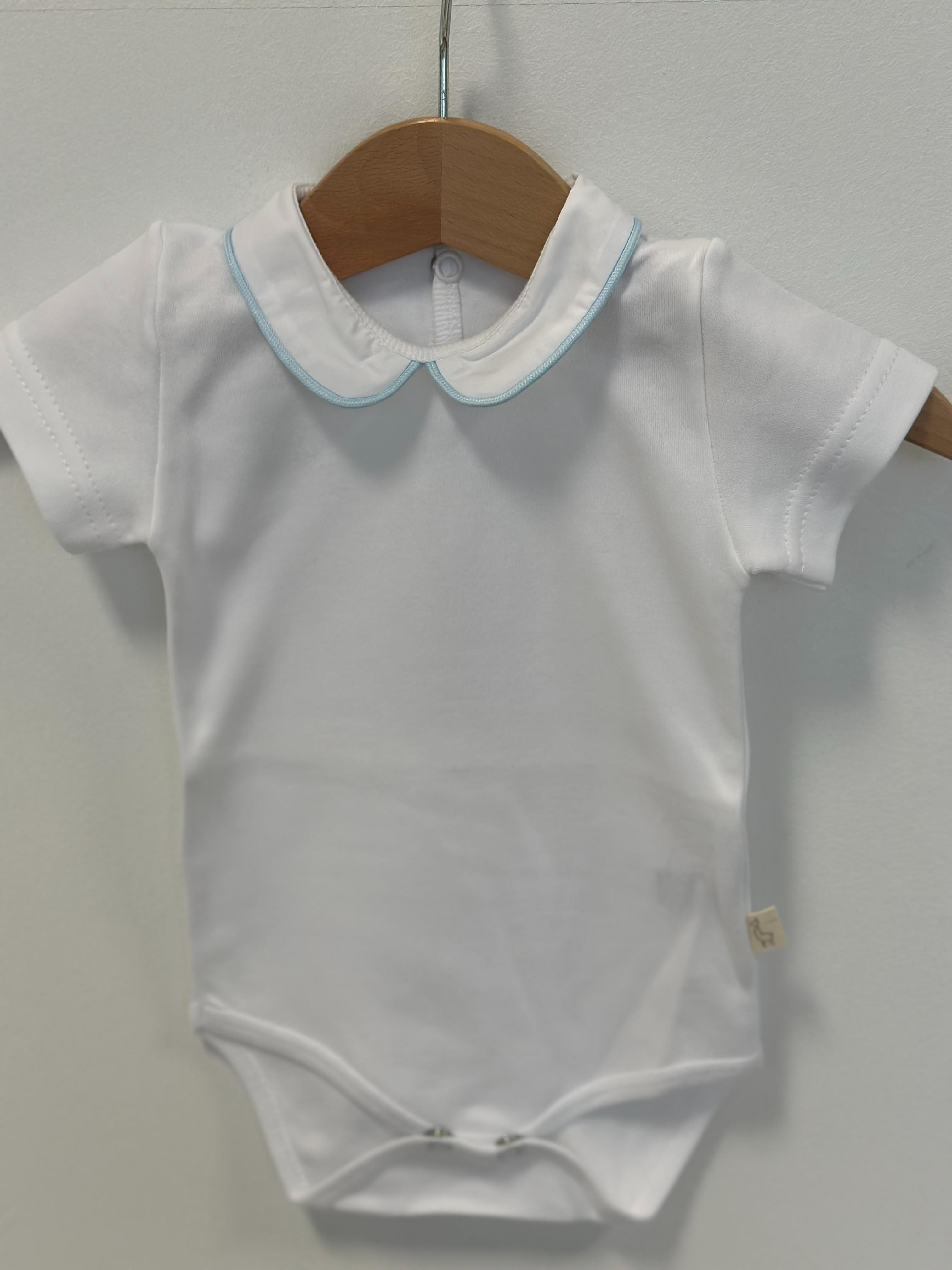 Baby Gi - Bodysuit wit katoen met blauw detail