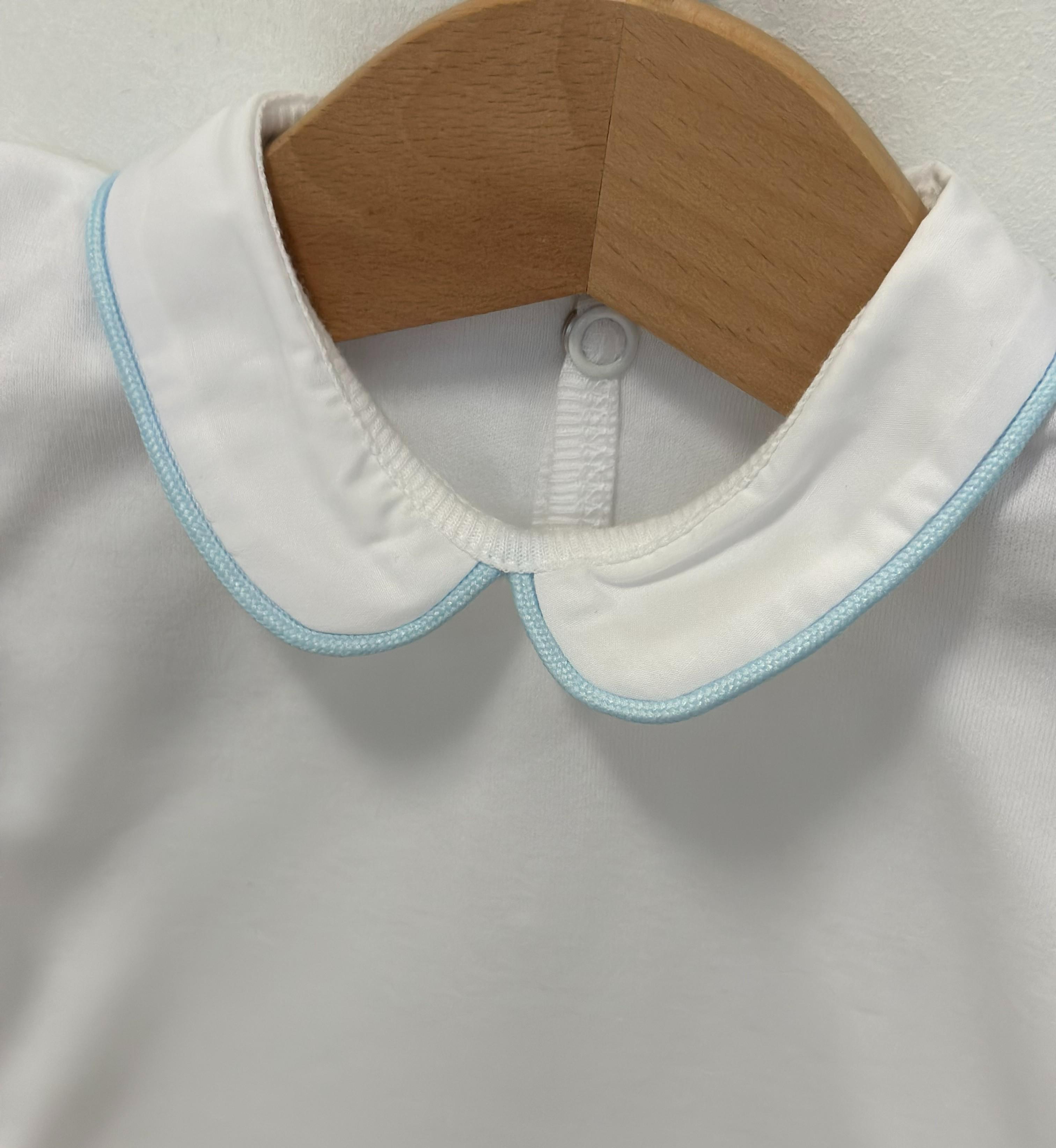Baby Gi - Bodysuit wit katoen met blauw detail