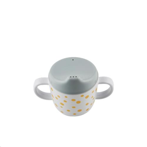 Done by Deer - Spout Cup. Happy Dots. Gold/Grey