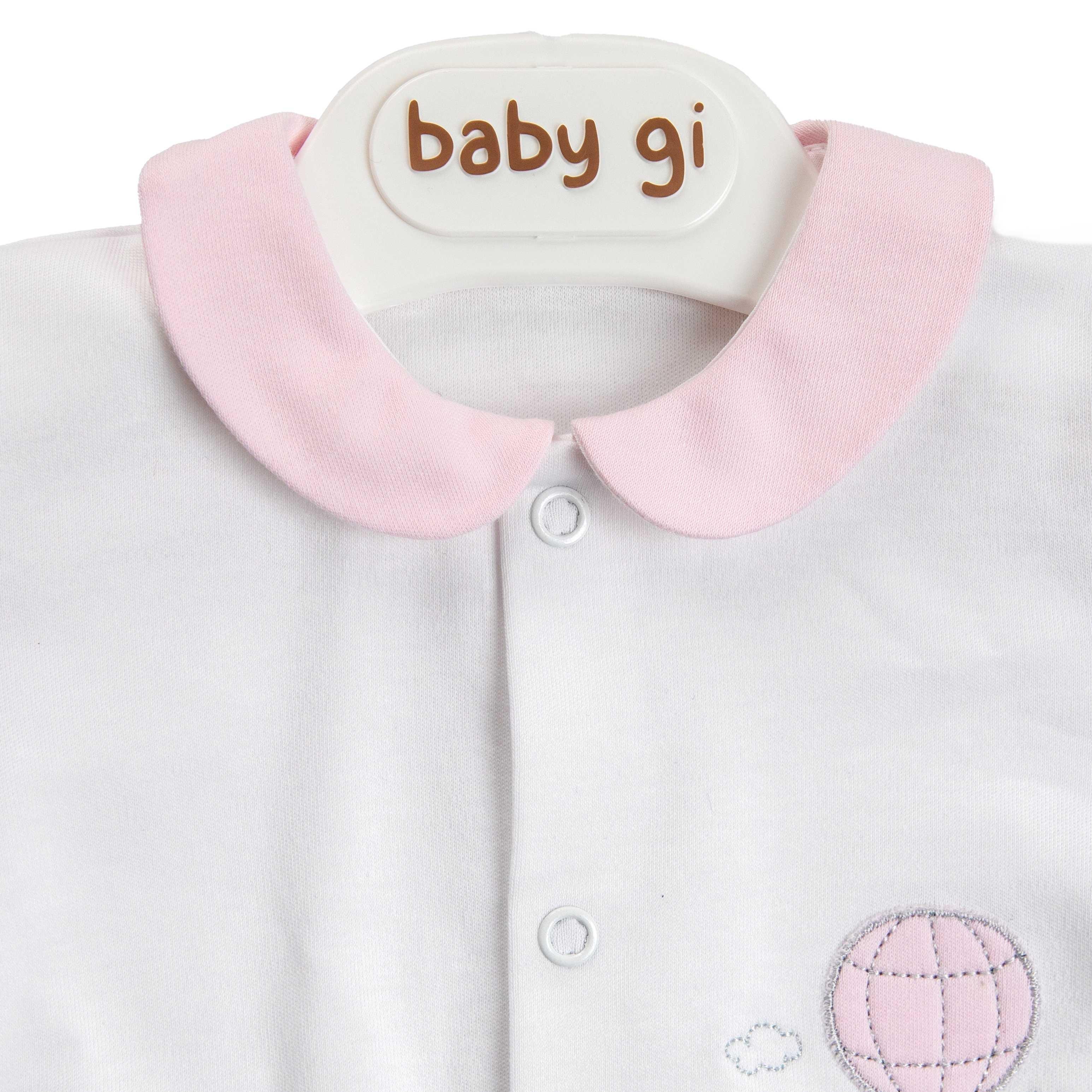 Baby Gi - Babypakje wit katoen met roze ballon