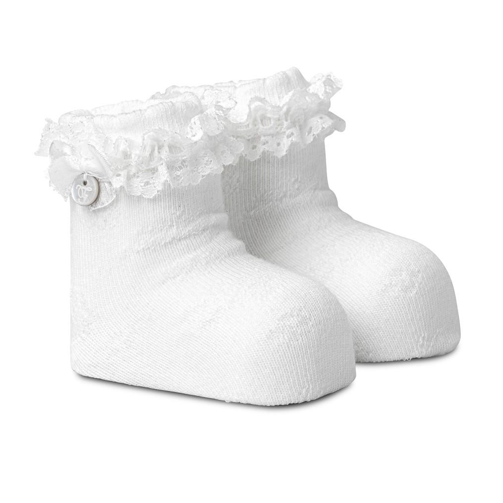 First - Baby socks lace white