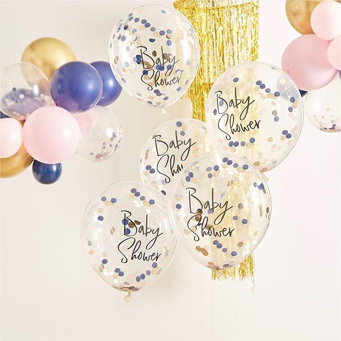 Ginger Ray - Babyshower confetti ballonnen marine roze en goud
