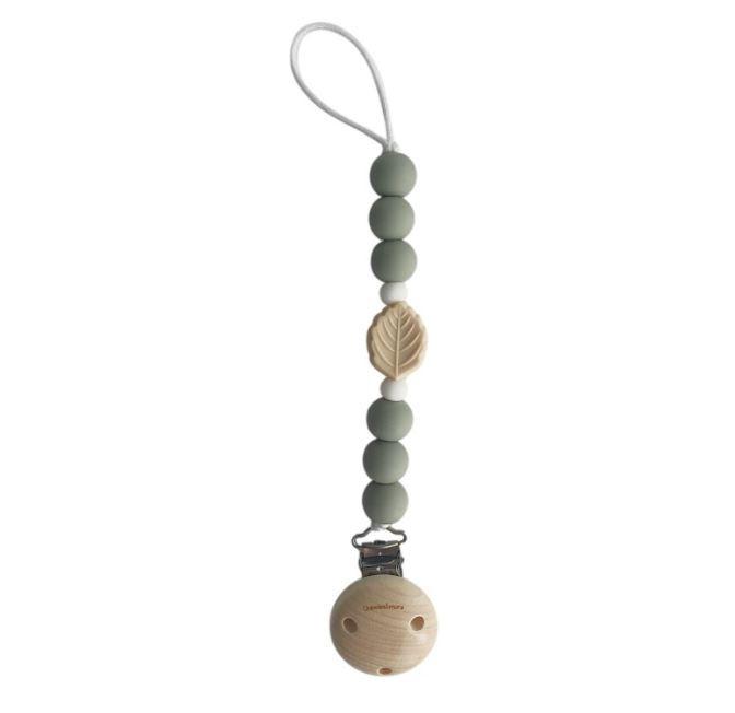 Chewies & More - Chewie clip silicicone leaf beads sage