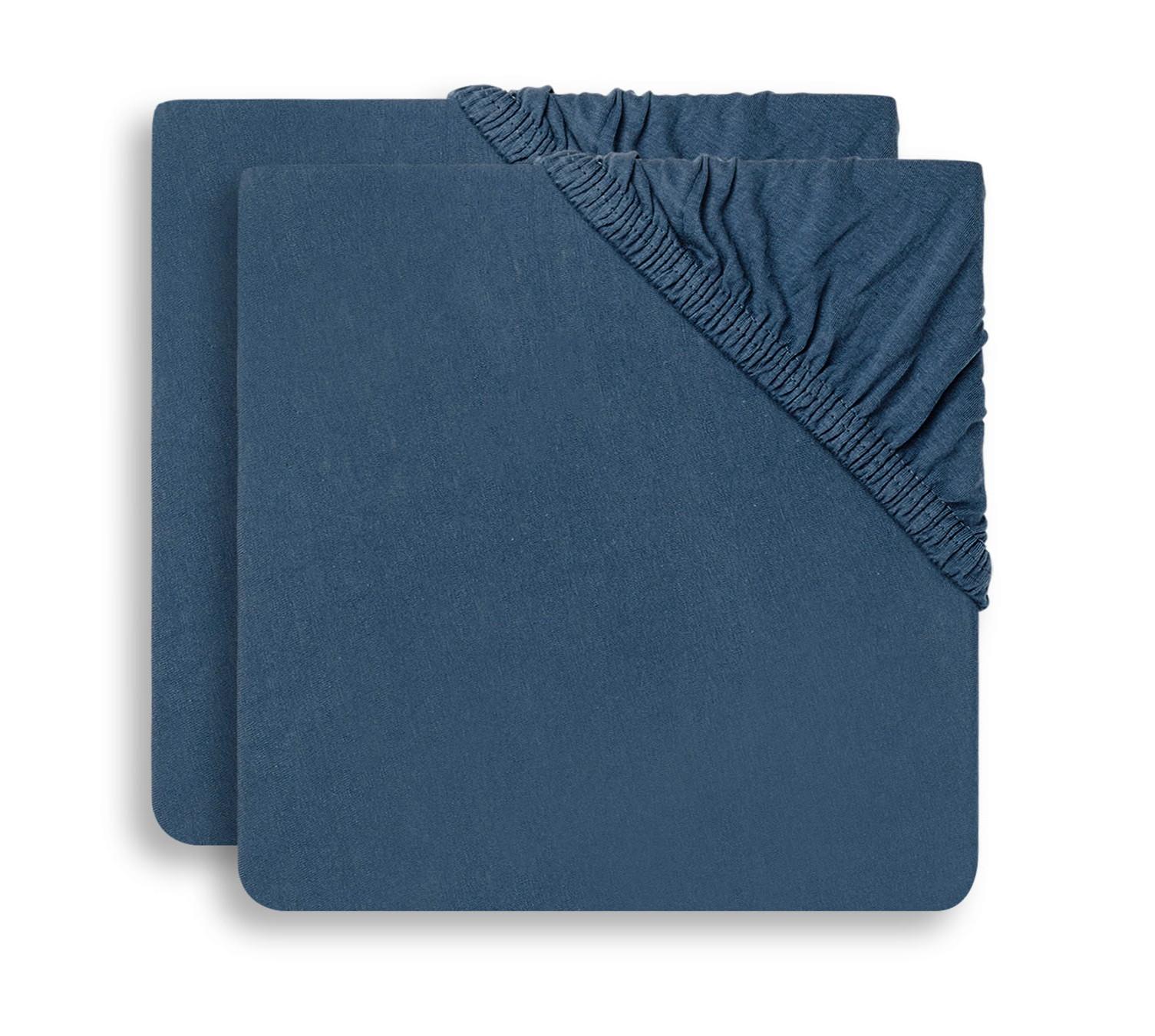 Jollein - Hoeslaken Ledikant Jersey 60x120cm - Jeans Blue - 2 Stuks