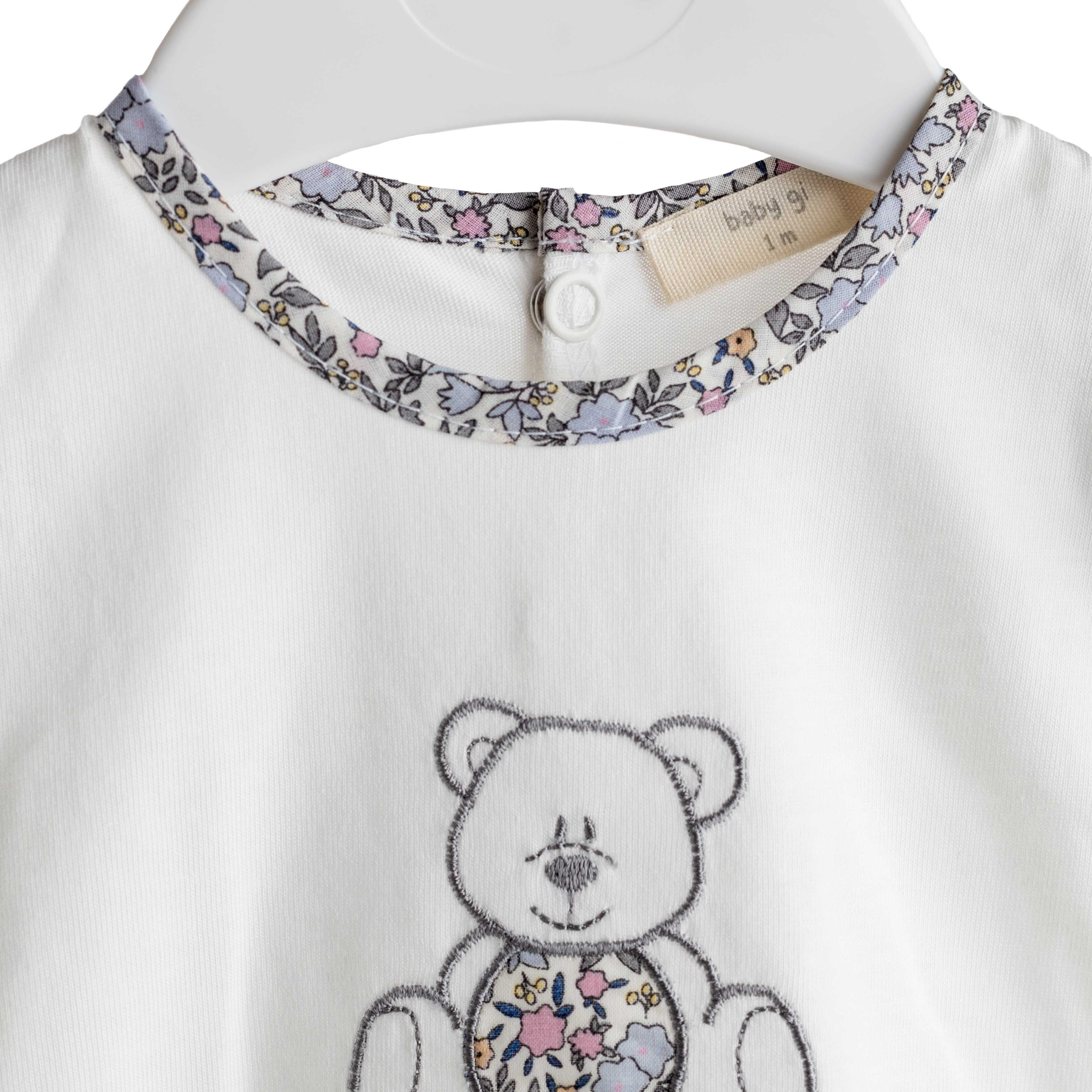 Baby Gi - T-shirt teddybeer met franjes pearl