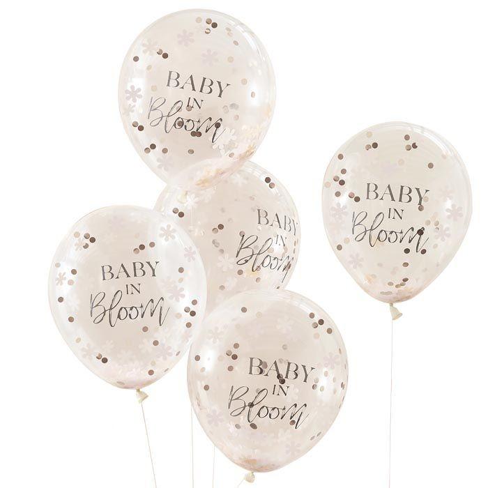 Ginger Ray - Baby in bloom confetti ballonnen rose goud