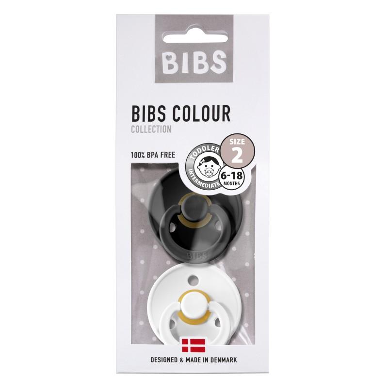 Bibs - Fopspeen natuurrubber 2-pack white/black