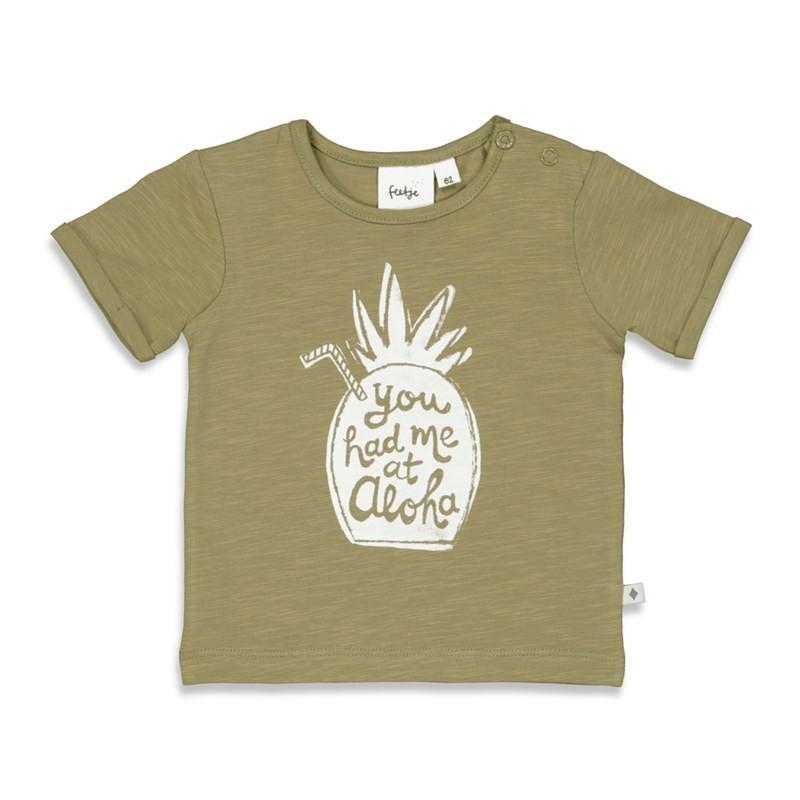 Feetje - T-shirt - hi hello aloha groen