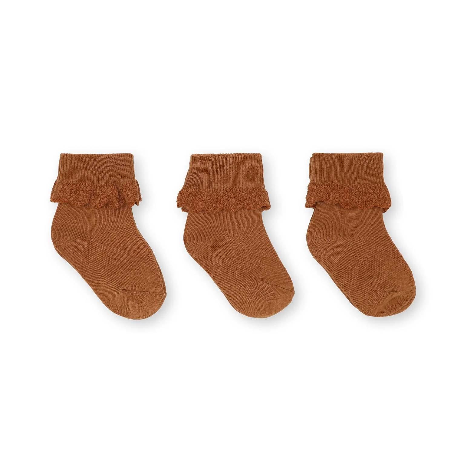 Konges Slojd - 3 pack lace socks leather brown