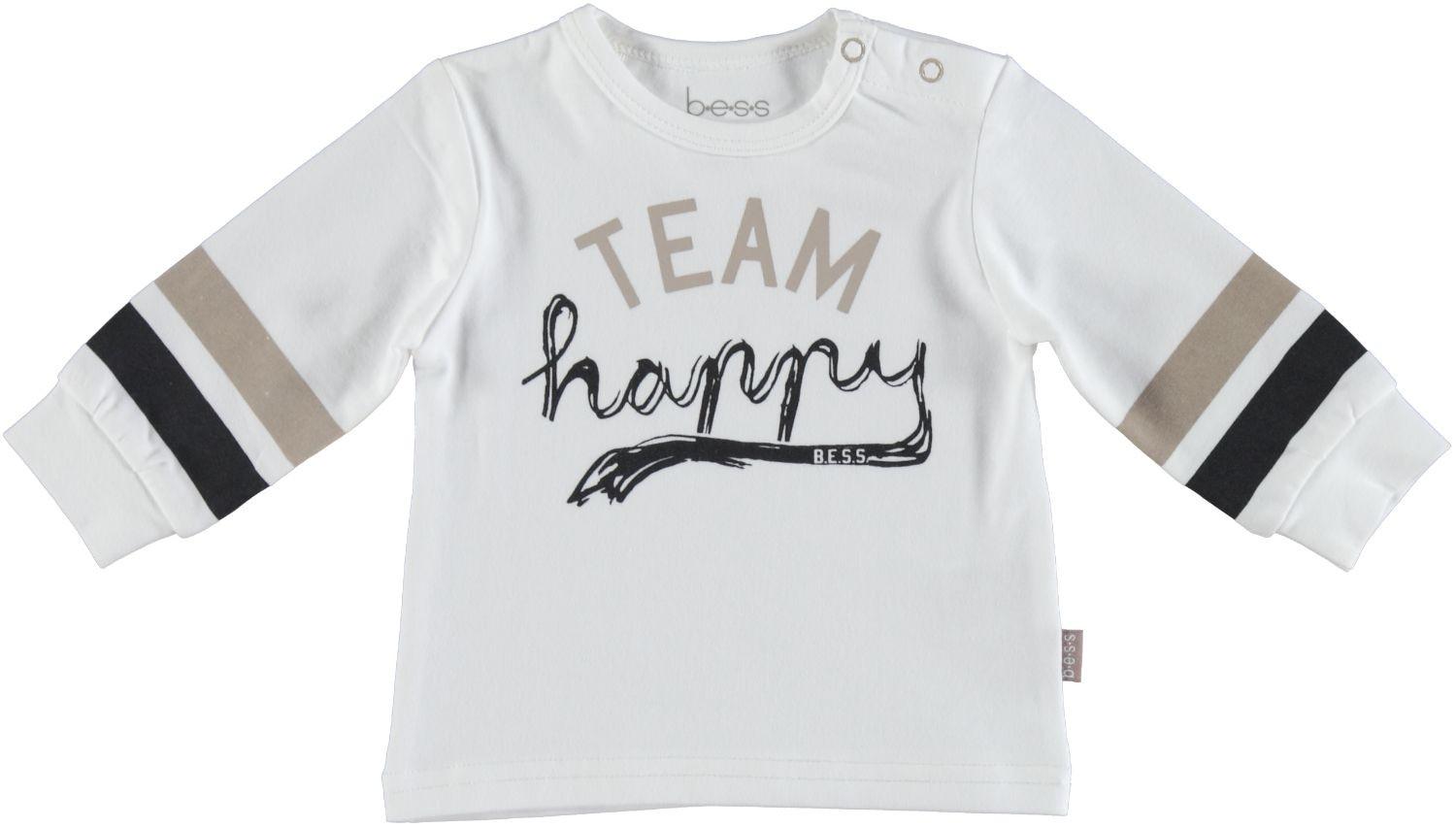 Bess - T-Shirt Lange Mouwen Team Happy White