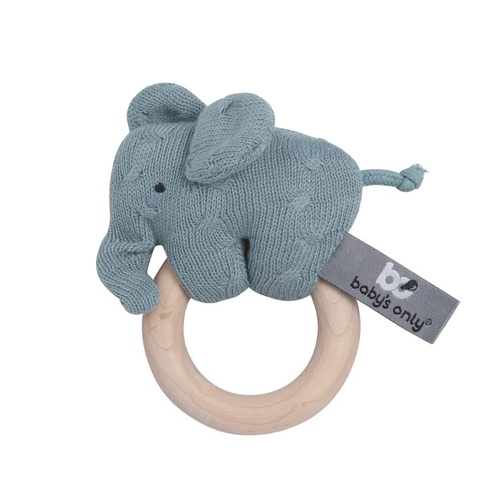 Baby's Only - Houten rammelaar olifant stonegreen