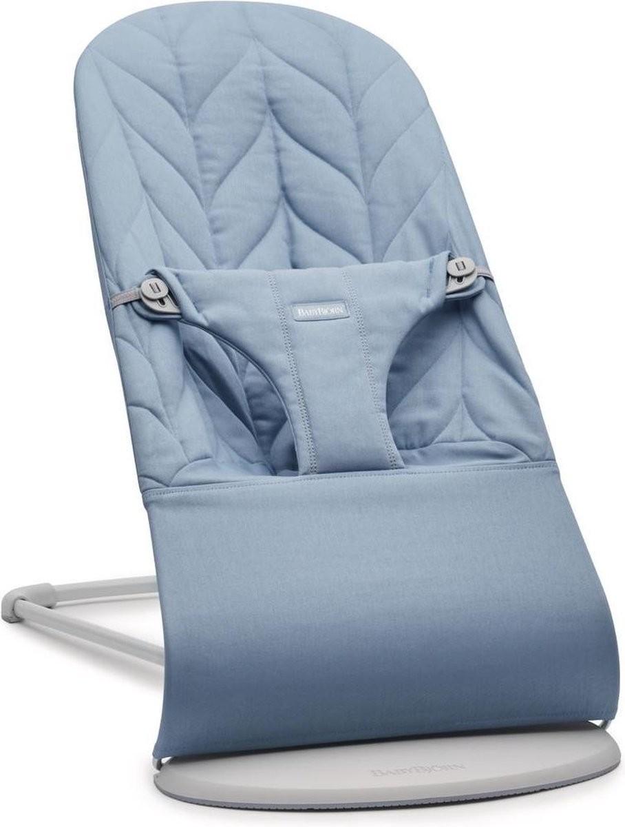 Babybjorn - Wipstoeltje bliss lichtgrijs frame cotton kroonblad quilt blauw