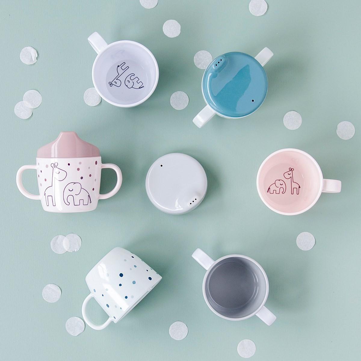 Done by Deer - 2-handle spout cup Dreamy dots Grey