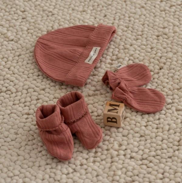 House of Jamie - Scratch mittens mahogany blush pointelle
