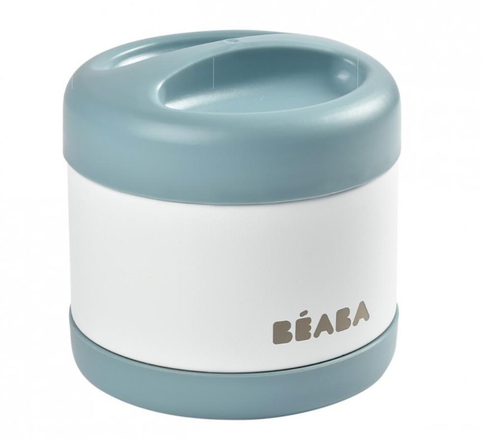 Beaba - RVS thermo-portie 500ml (baltic blue/white)