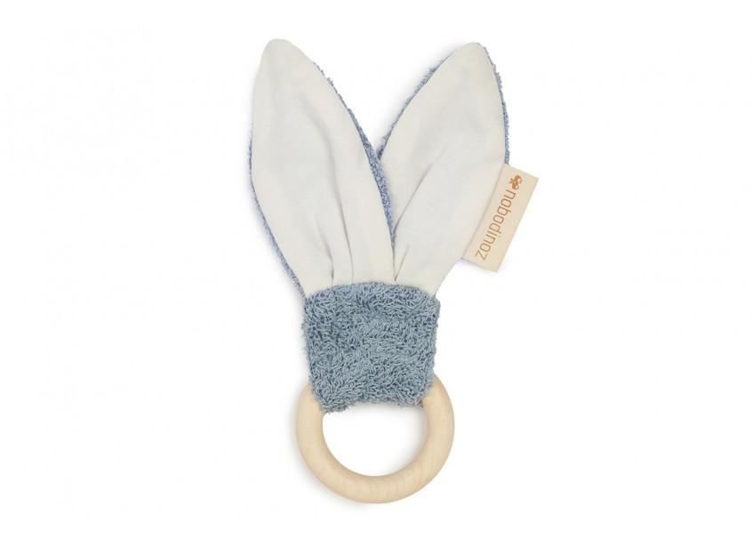 Nobodinoz - Bunny teether ring 7cm blue