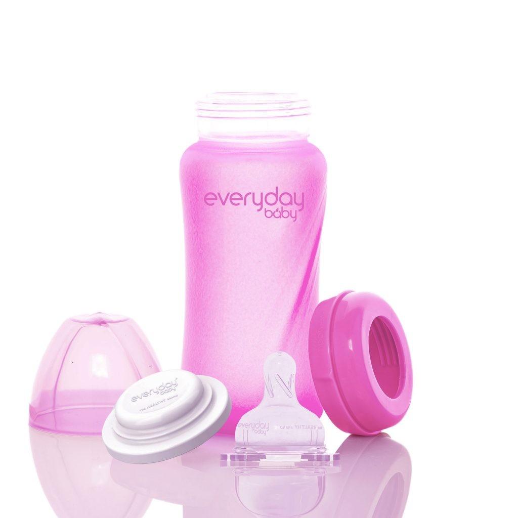 Everyday Baby - Fles glas 240ml heat sensing pink