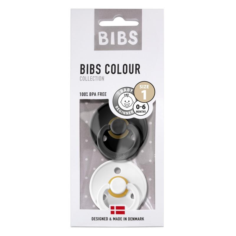 Bibs - Fopspeen natuurrubber 2-pack white/black