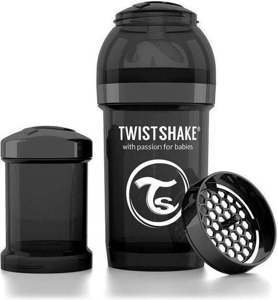 Twistshake - Fles antikoliek 180ml zwart