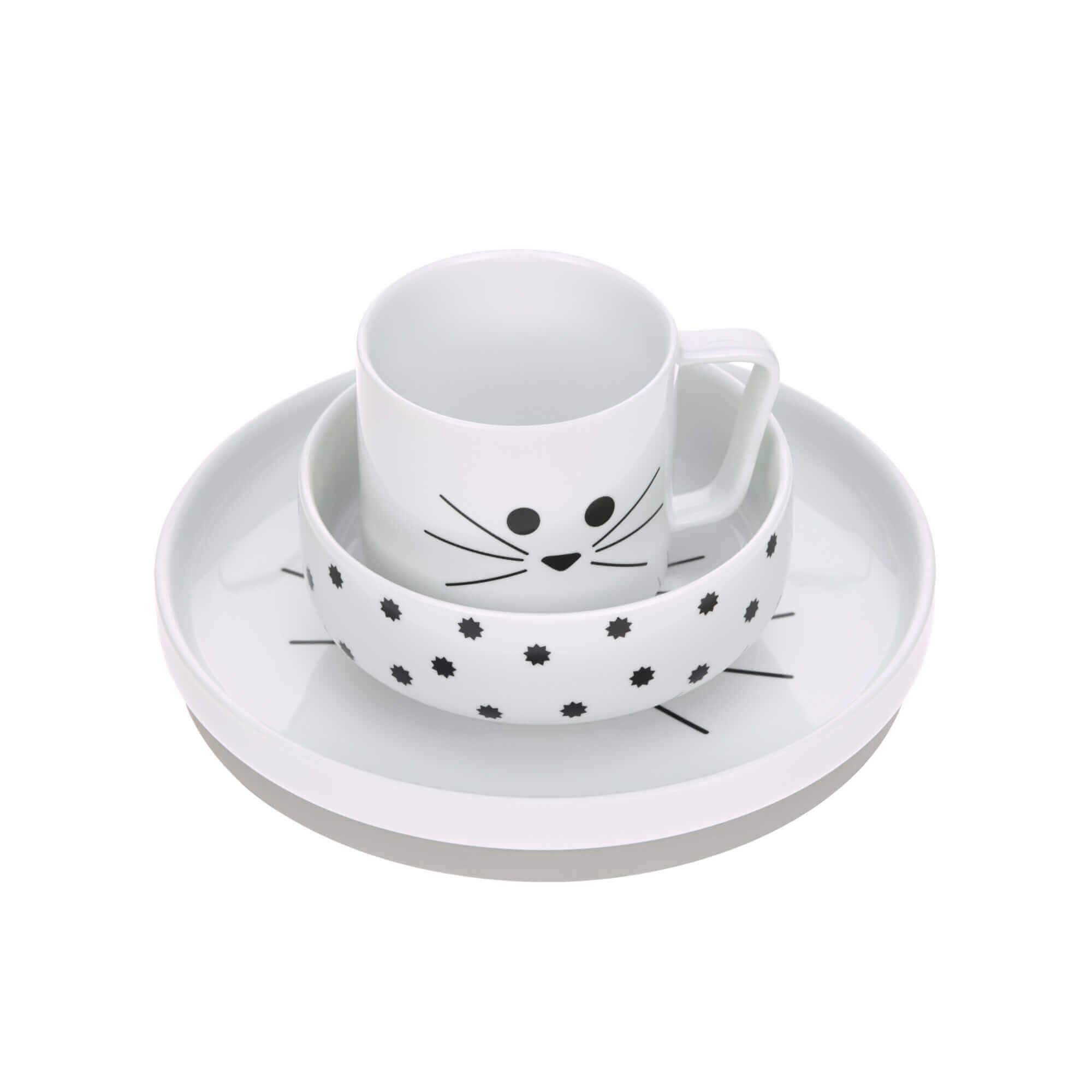 Lassig - Eetset porcelain/silicone little chums cat