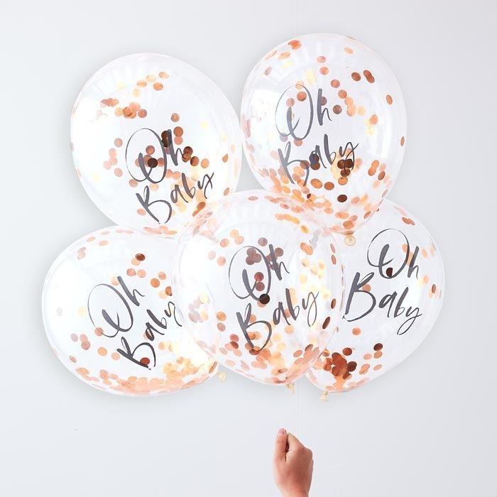Ginger Ray - Oh baby confetti ballonnen rose goud
