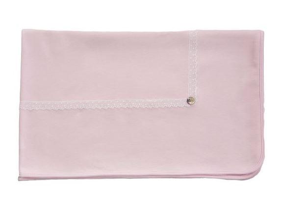 Baby Gi - Pink Velour Deken - Lace Detail Pink
