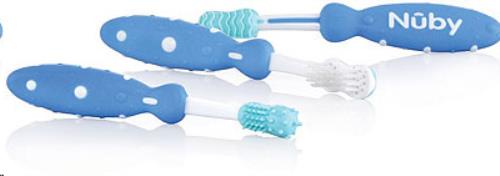 Nuby - Evolutief tandenborstelset - Blauw - 3st - 3m+ | 6m+ | 12m+
