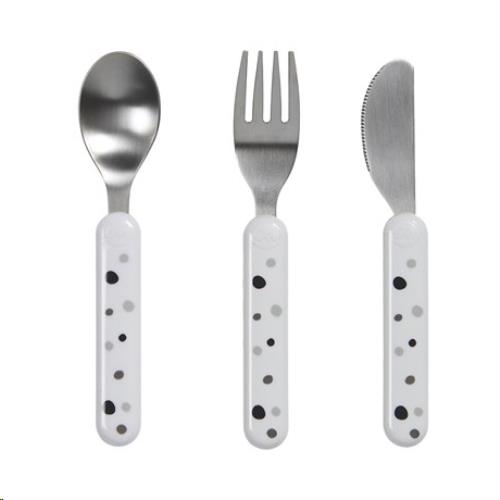 Done by Deer - Cutlery set, dreamy dots, white