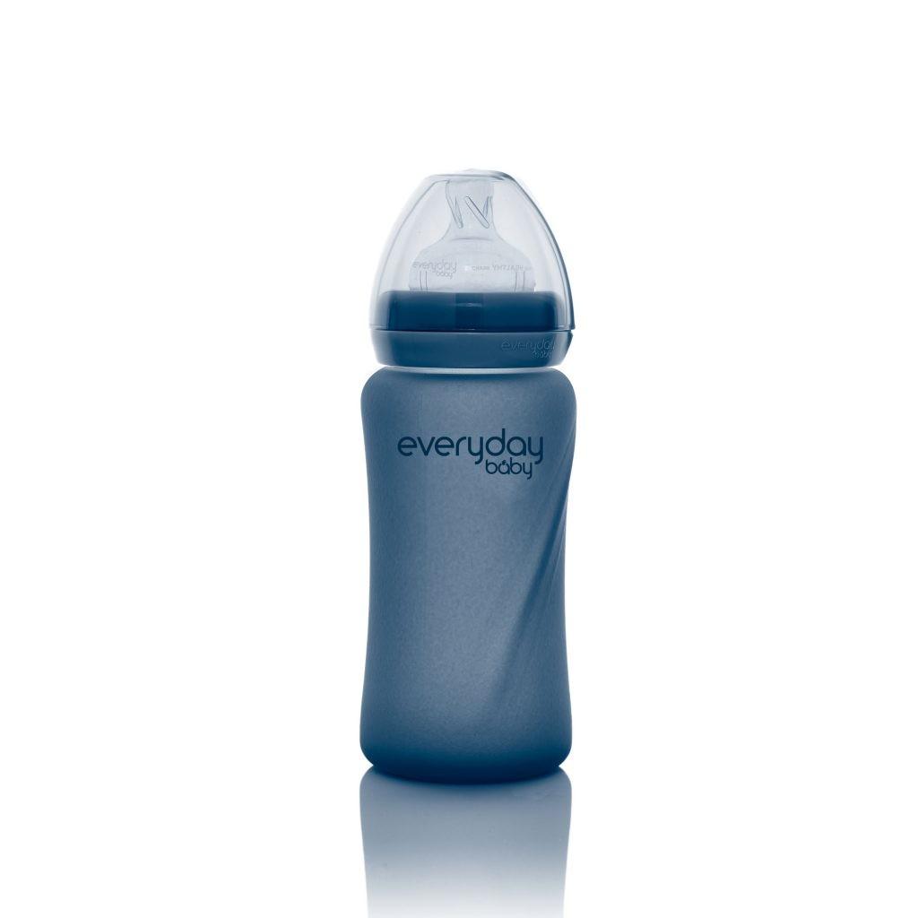 Everyday Baby - Fles glas 240ml heat sen.blauw